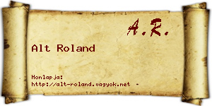 Alt Roland névjegykártya